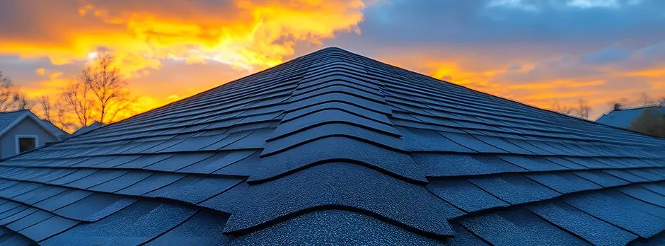 SkyeVantage roofing crew installing shingles at golden hour